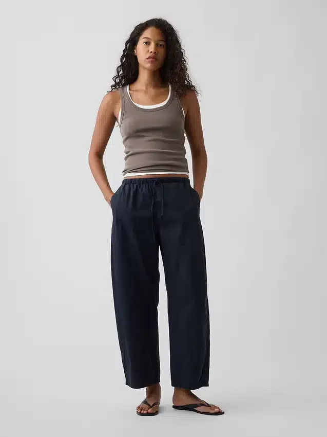 Pantalones anchos de popelín con doble refuerzo en las rodillas