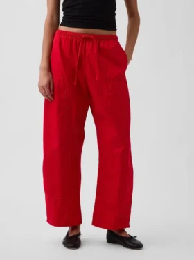 Pantalones anchos de popelín con doble refuerzo en las rodillas