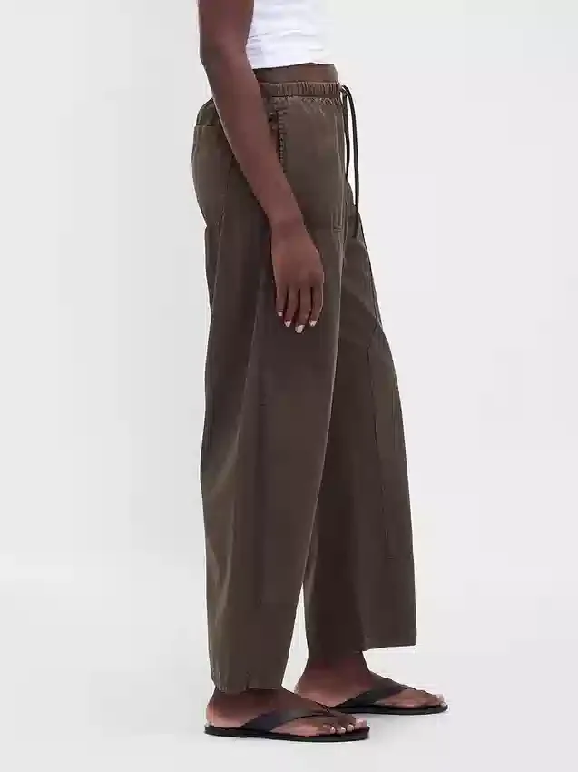 Pantalones anchos de popelín con doble refuerzo en las rodillas