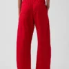 Pantalones anchos de popelín con doble refuerzo en las rodillas