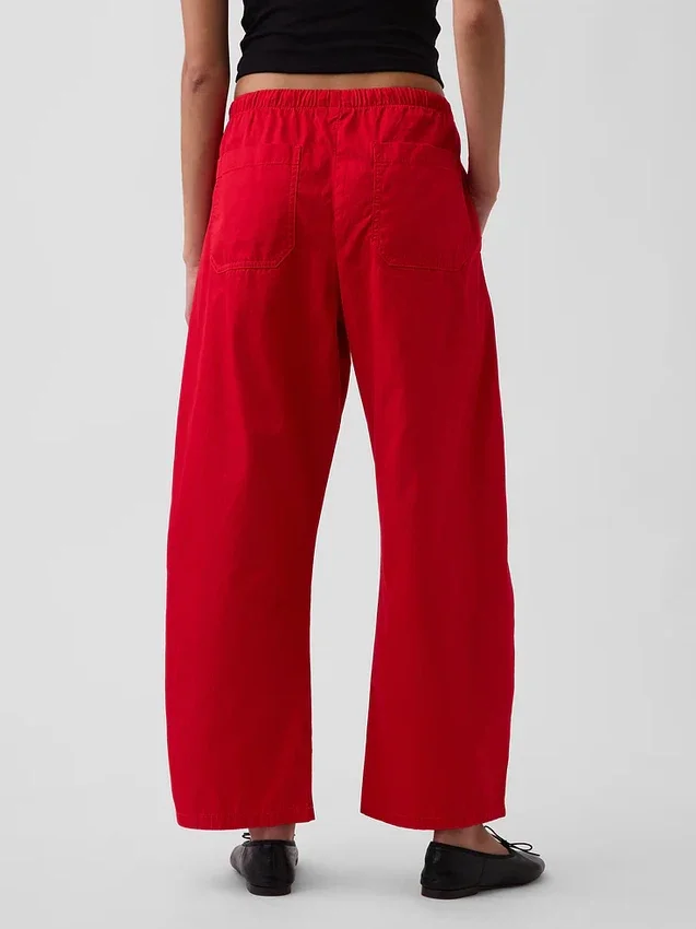 Pantalones anchos de popelín con doble refuerzo en las rodillas