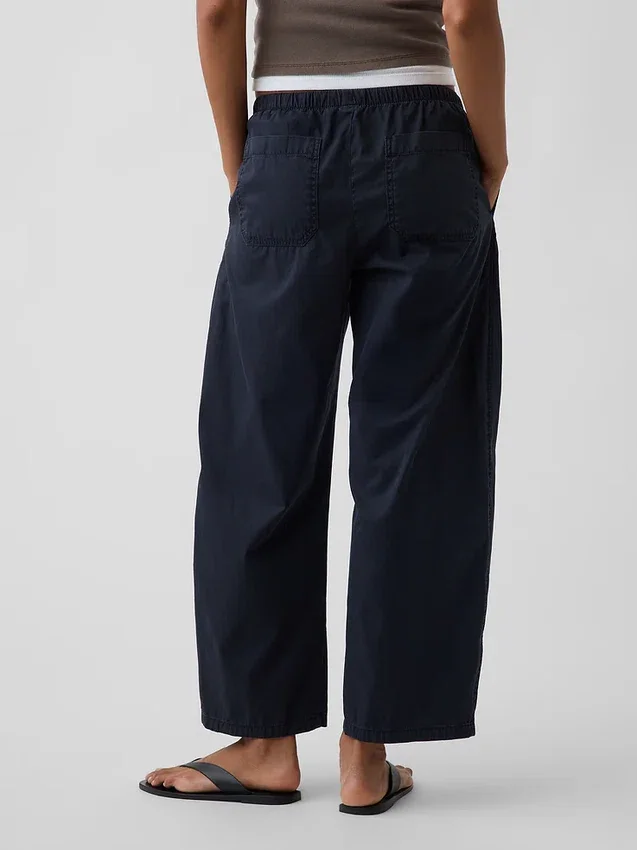 Pantalones anchos de popelín con doble refuerzo en las rodillas