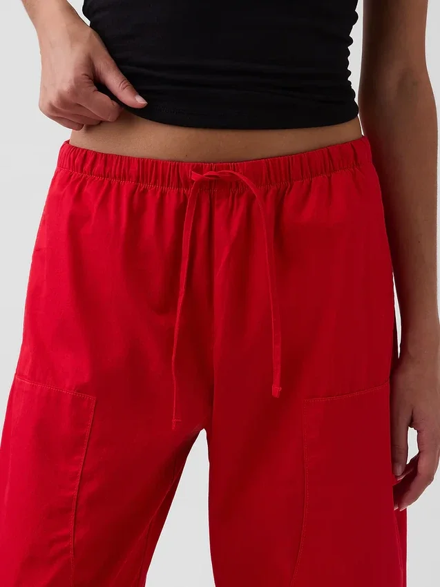 Pantalones anchos de popelín con doble refuerzo en las rodillas