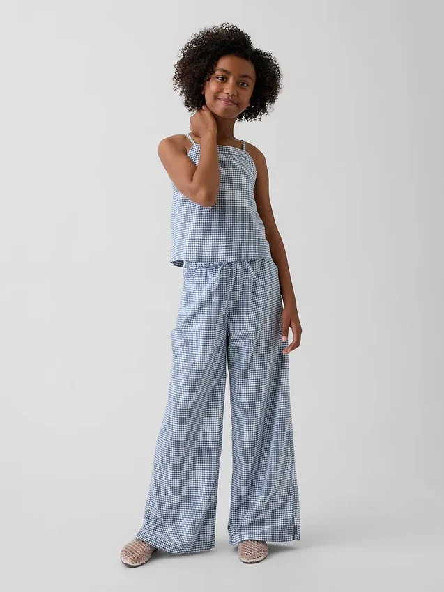 Pantalones anchos y cómodos de lino y algodón para niños