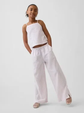 Pantalones anchos y cómodos de lino y algodón para niños