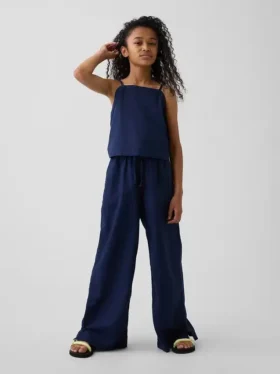 Pantalones anchos y cómodos de lino y algodón para niños