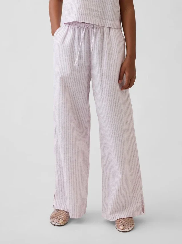 Pantalones anchos y cómodos de lino y algodón para niños