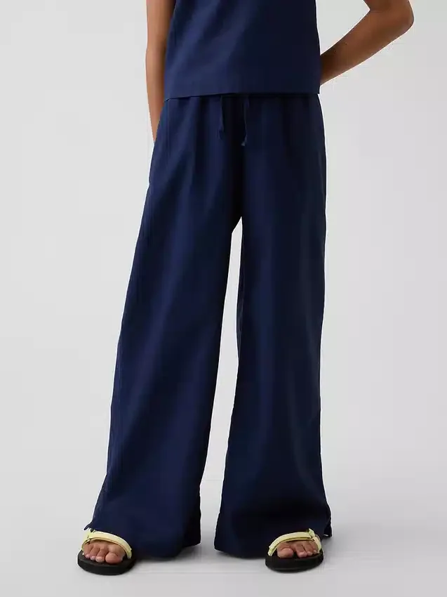 Pantalones anchos y cómodos de lino y algodón para niños