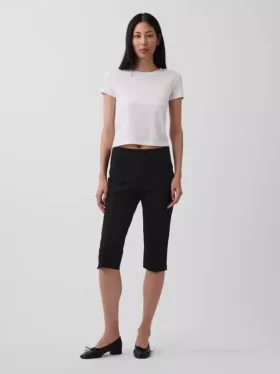 Pantalones capri de doble tejido y talle alto