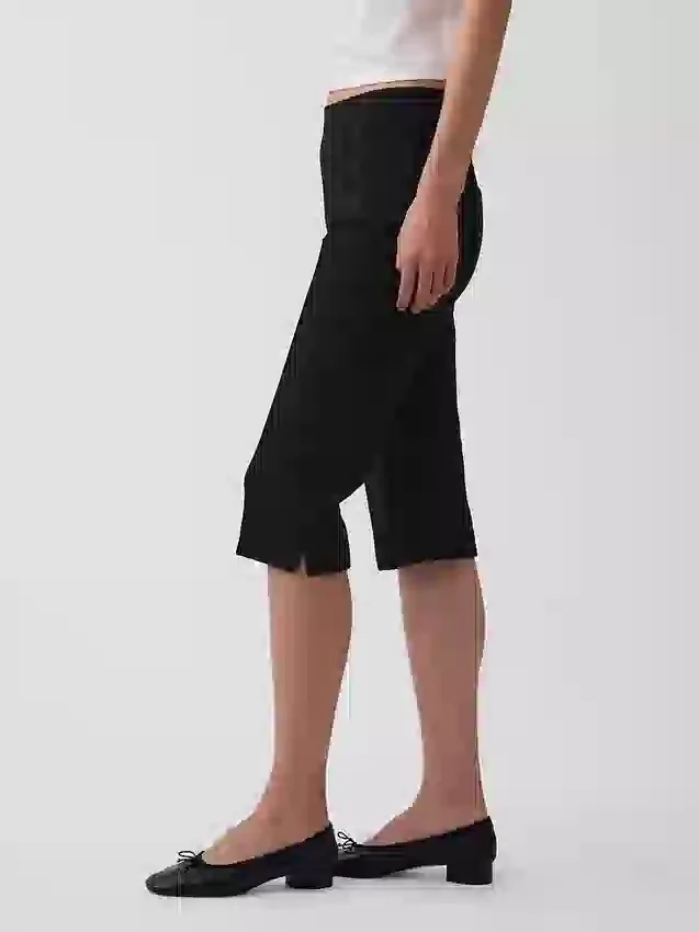 Pantalones capri de doble tejido y talle alto