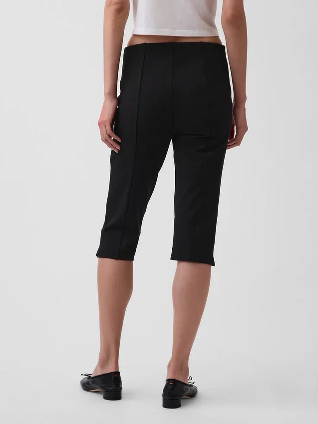 Pantalones capri de doble tejido y talle alto