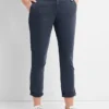 Pantalones caqui de sarga a rayas estilo «girlfriend»