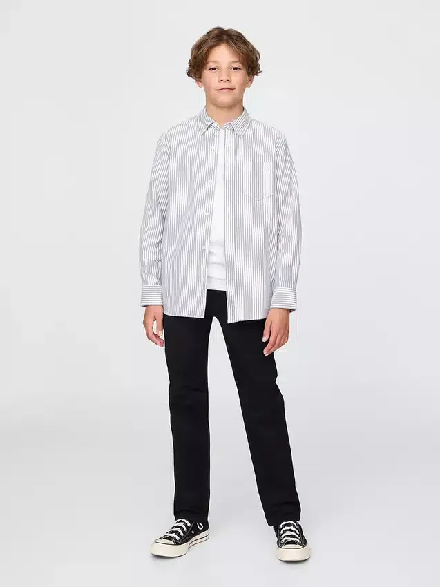 Pantalones caqui elásticos de corte recto para uniforme infantil