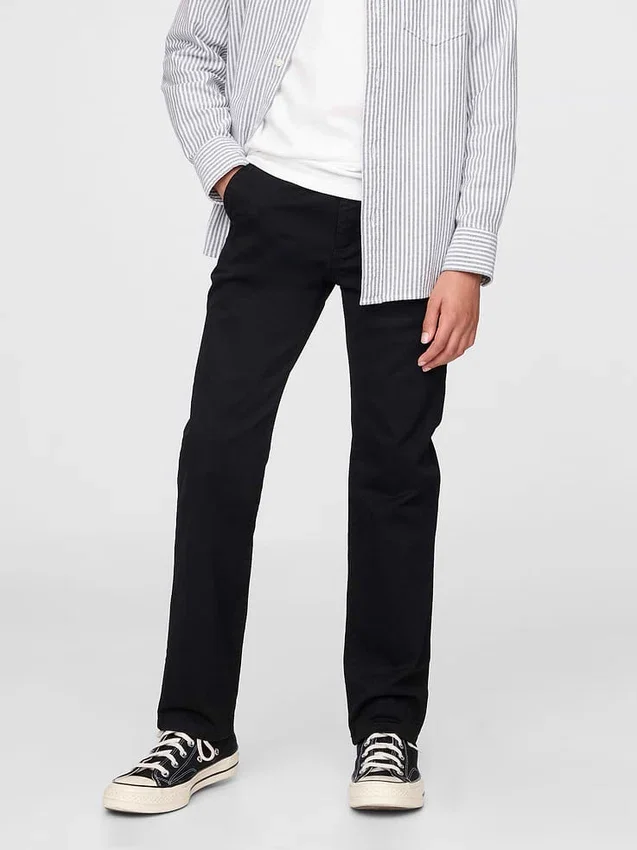 Pantalones caqui elásticos de corte recto para uniforme infantil