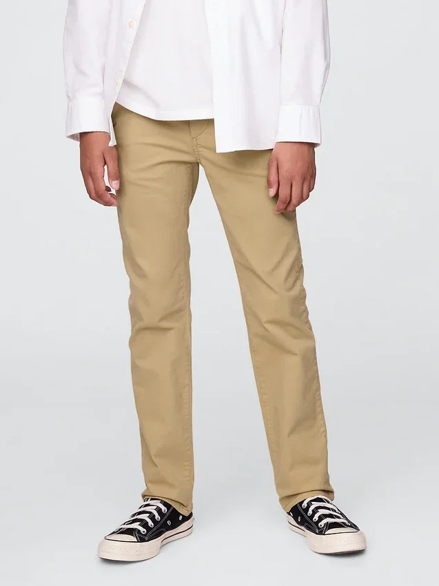 Pantalones caqui elásticos de corte recto para uniforme infantil