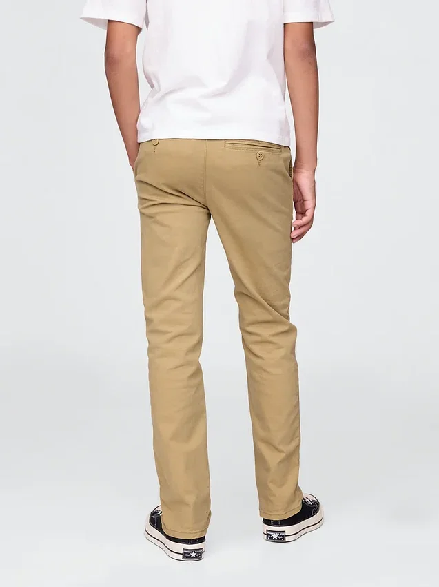 Pantalones caqui elásticos de corte recto para uniforme infantil