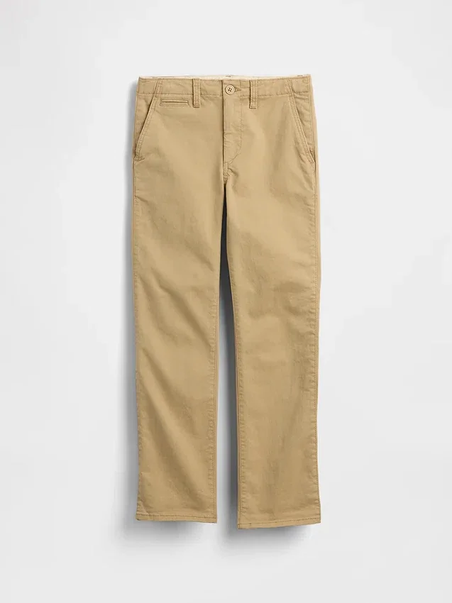Pantalones caqui elásticos de corte recto para uniforme infantil