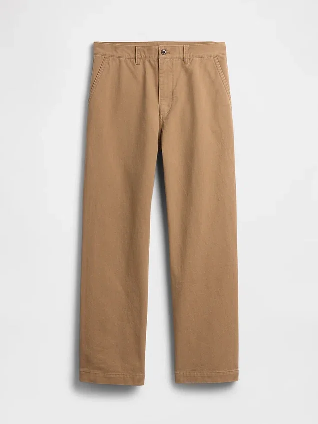 Pantalones caqui holgados de sarga pesada estilo años 90