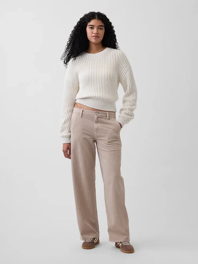 Pantalones caqui holgados de talle bajo estilo años 90
