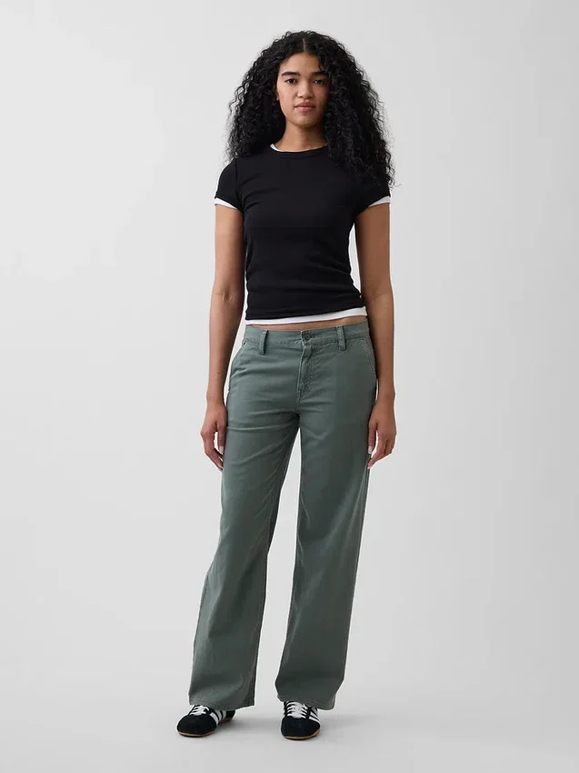 Pantalones caqui holgados de talle bajo estilo años 90