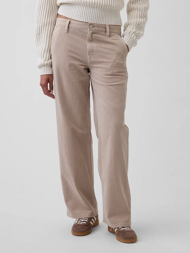Pantalones caqui holgados de talle bajo estilo años 90