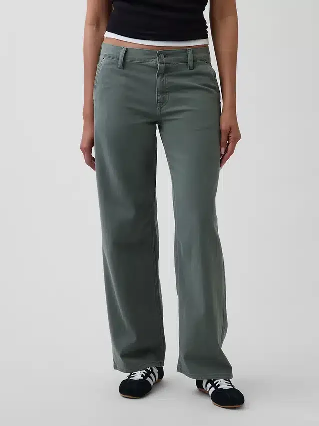Pantalones caqui holgados de talle bajo estilo años 90