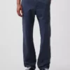 Pantalones caqui rectos de corte relajado en sarga pesada