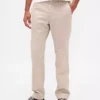 Pantalones caqui rectos de corte relajado en sarga pesada