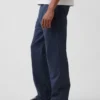 Pantalones caqui rectos de corte relajado en sarga pesada