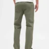 Pantalones caqui rectos de corte relajado en sarga pesada