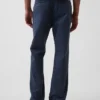 Pantalones caqui rectos de corte relajado en sarga pesada