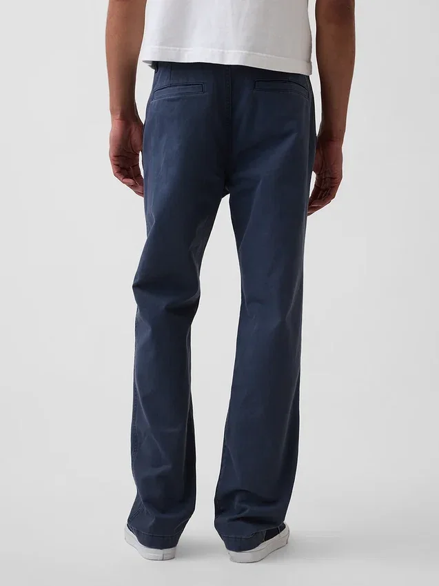 Pantalones caqui rectos de corte relajado en sarga pesada