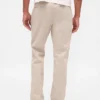 Pantalones caqui rectos de corte relajado en sarga pesada