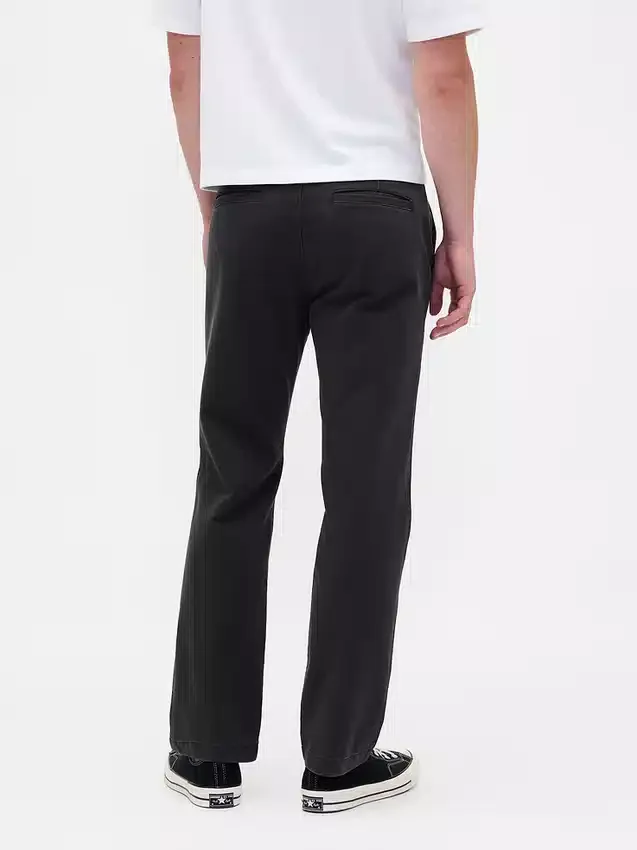 Pantalones caqui rectos de corte relajado en sarga pesada