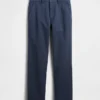 Pantalones caqui rectos de corte relajado en sarga pesada