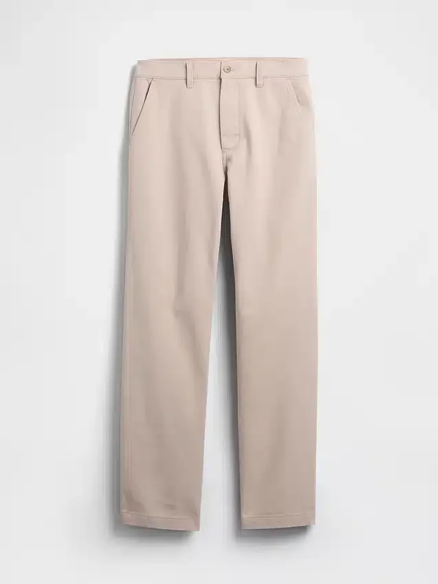 Pantalones caqui rectos de corte relajado en sarga pesada