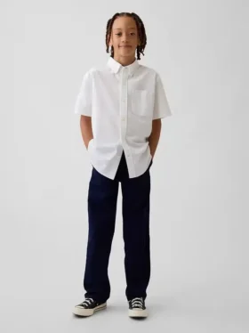 Pantalones caqui rectos y holgados de estilo uniforme moderno para niños