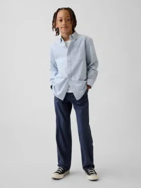 Pantalones caqui rectos y holgados de estilo uniforme moderno para niños