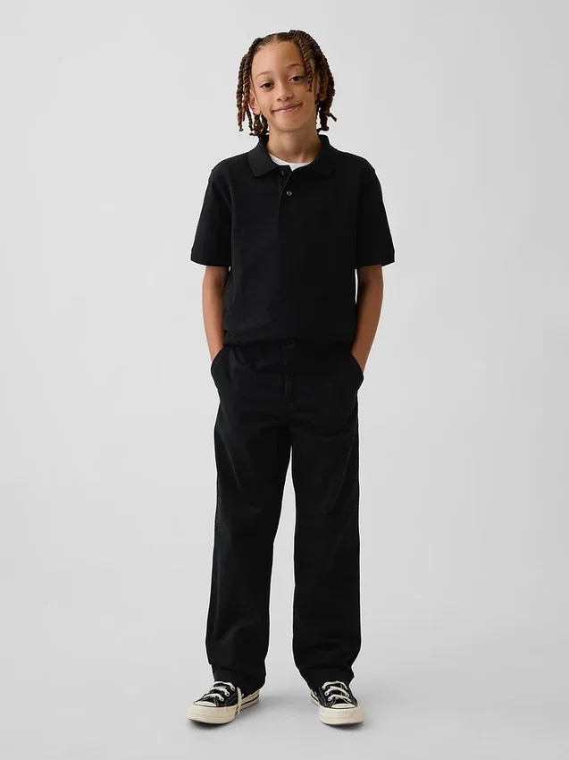 Pantalones caqui rectos y holgados de estilo uniforme moderno para niños