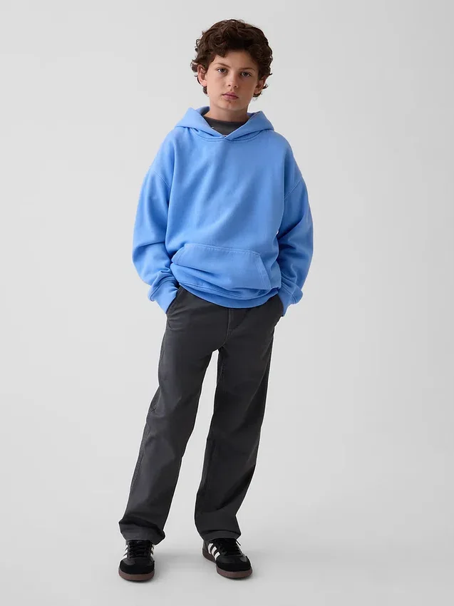 Pantalones caqui rectos y holgados de estilo uniforme moderno para niños