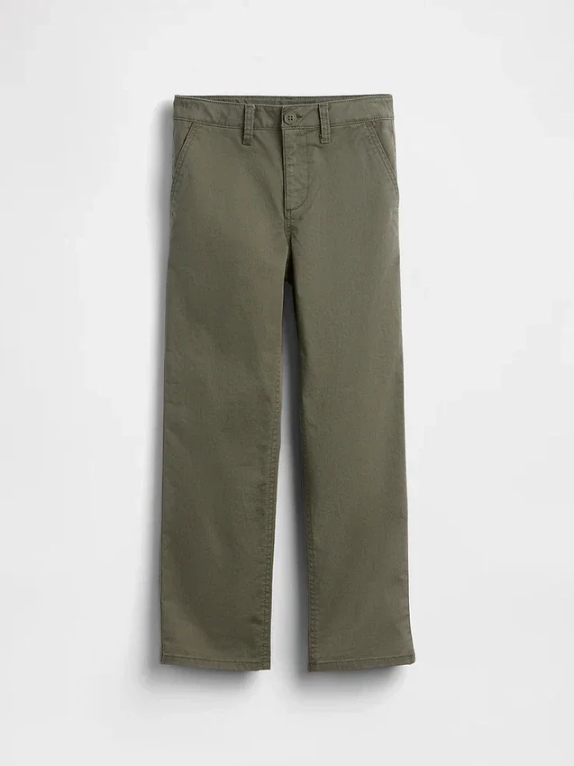 Pantalones caqui rectos y holgados de estilo uniforme moderno para niños