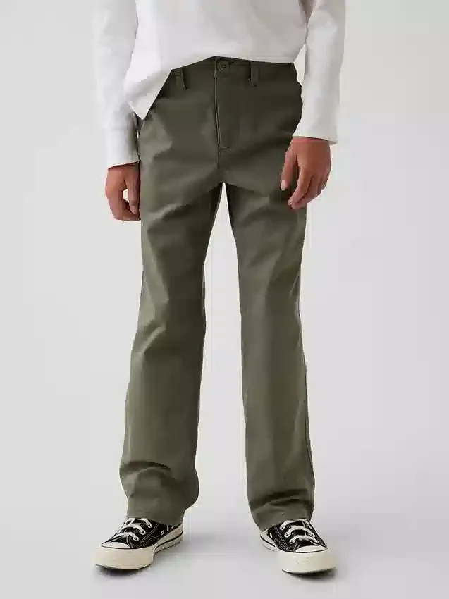 Pantalones caqui rectos y holgados de estilo uniforme moderno para niños