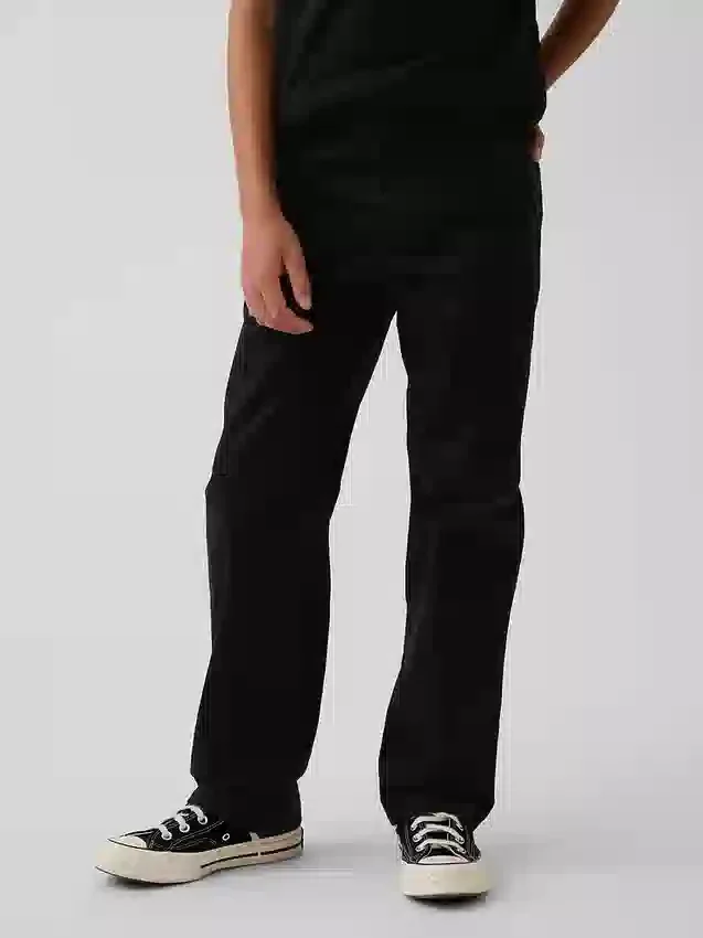 Pantalones caqui rectos y holgados de estilo uniforme moderno para niños