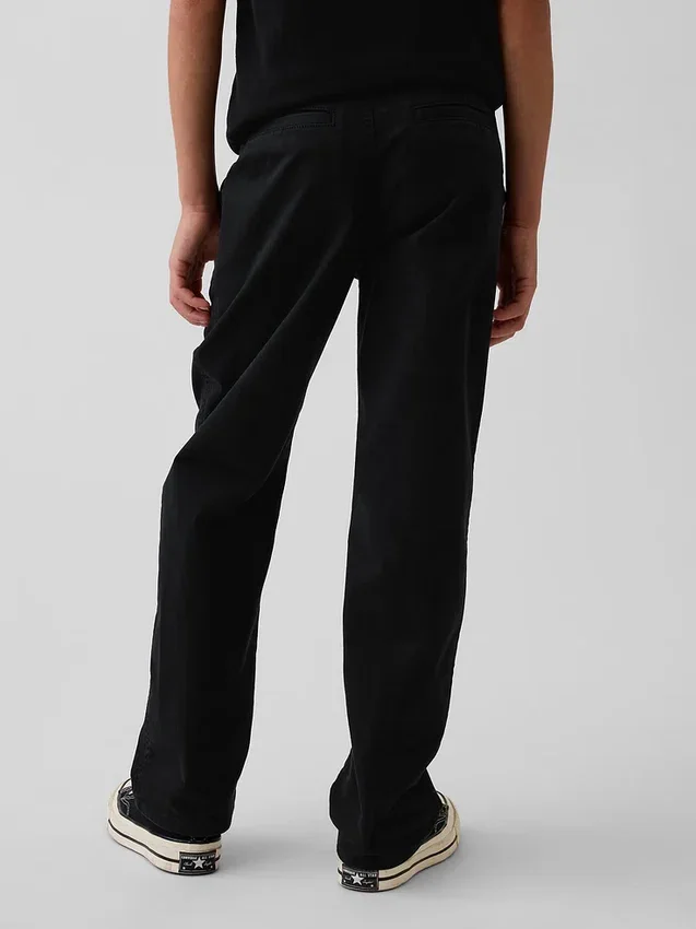 Pantalones caqui rectos y holgados de estilo uniforme moderno para niños