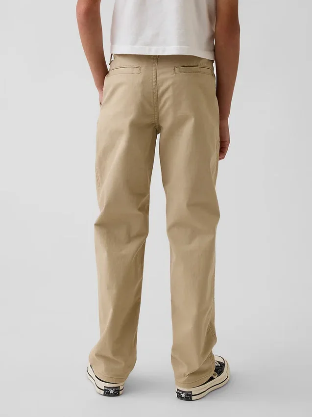 Pantalones caqui rectos y holgados de estilo uniforme moderno para niños