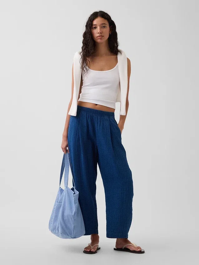 Pantalones cómodos de mezclilla de gasa de algodón