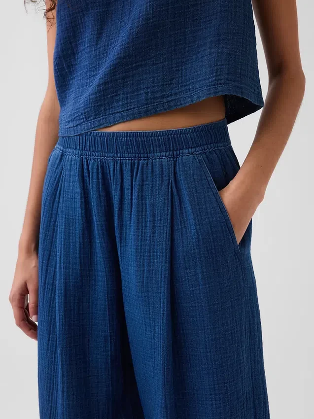 Pantalones cómodos de mezclilla de gasa de algodón