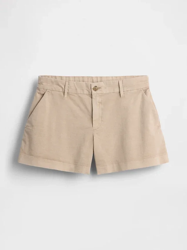 Pantalones cortos caqui de talle medio