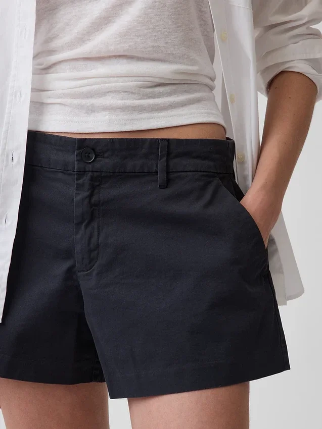 Pantalones cortos caqui de talle medio