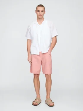 Pantalones cortos cómodos de lino y algodón de 9"
